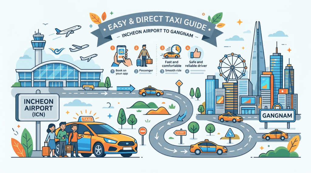 KSTAXI(https://kstaxi.net/) illustration for KSTAXI: The Best Effortless Guide for Incheon Airport to Gangnam