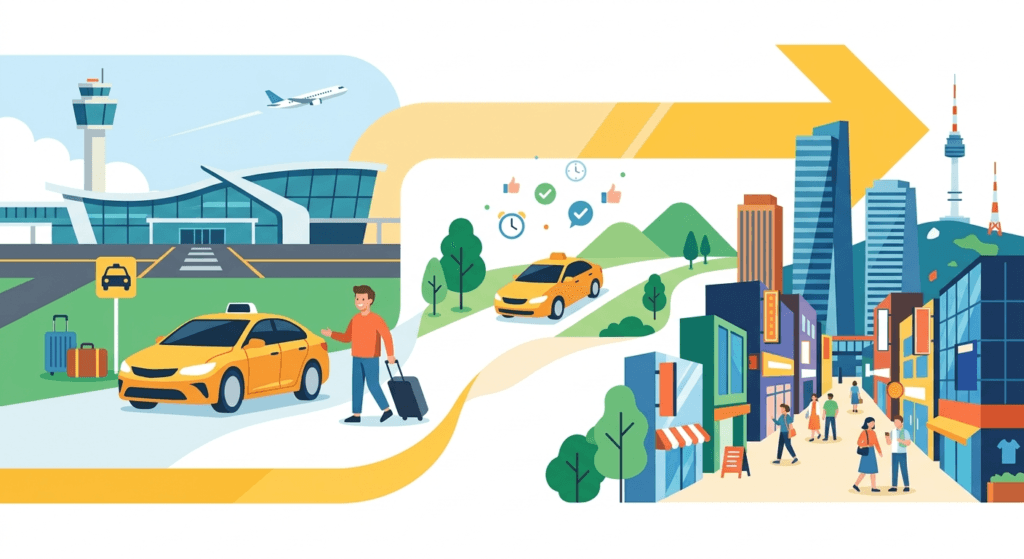 KSTAXI(https://kstaxi.net/) illustration for KSTAXI: The Best Effortless Way from Incheon Airport to Myeongdong