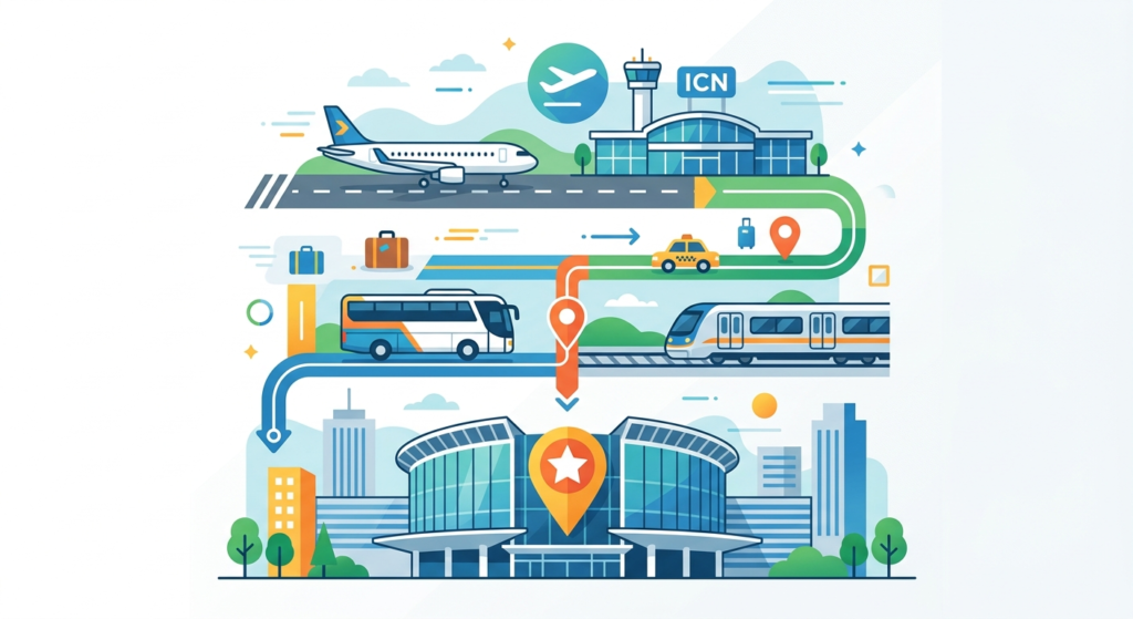 Illustration of How to Get from Incheon Airport to COEX