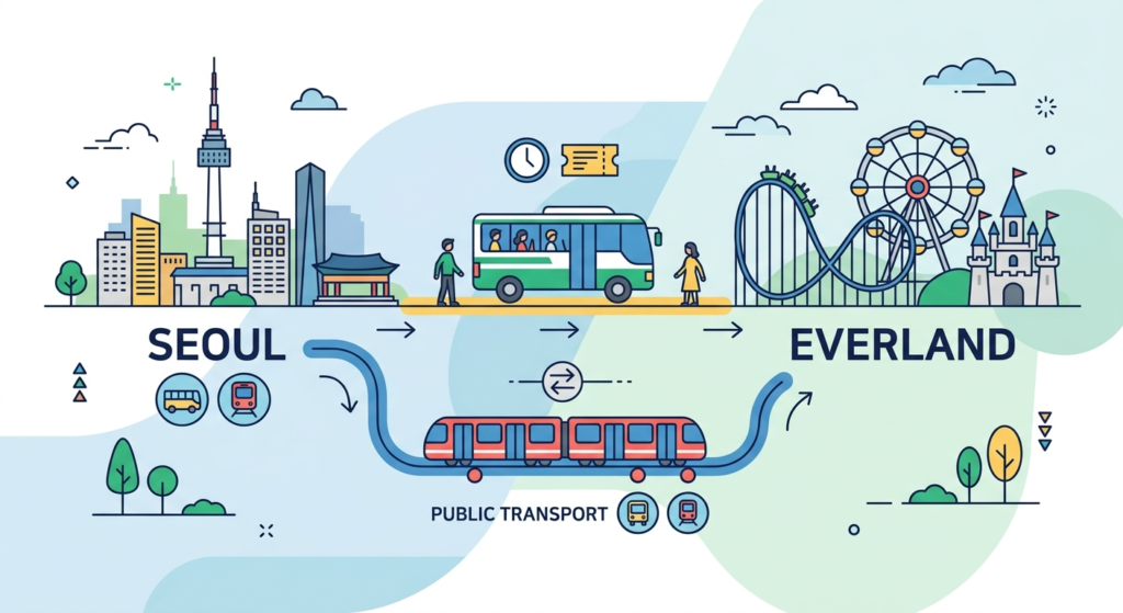 Illustration of How to Travel from Seoul to Everland