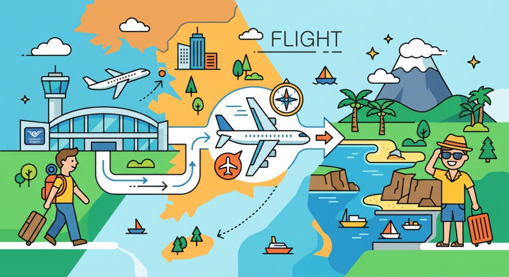 Illustration of How to Travel Incheon Airport to Jeju