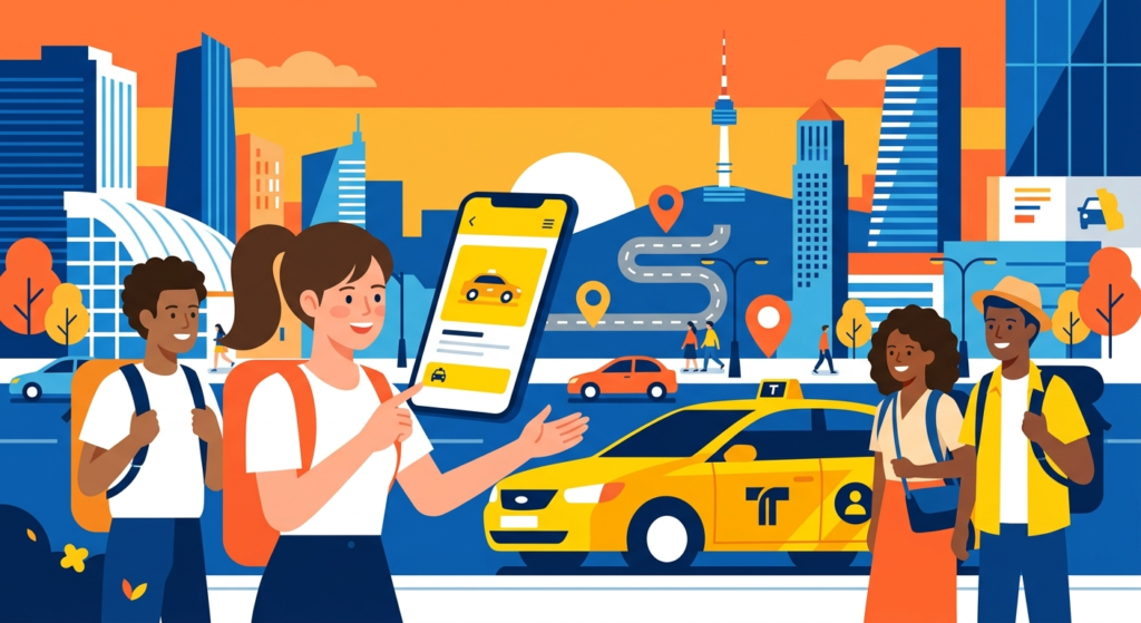Illustration of How to Use Kakao Taxi for Foreigners