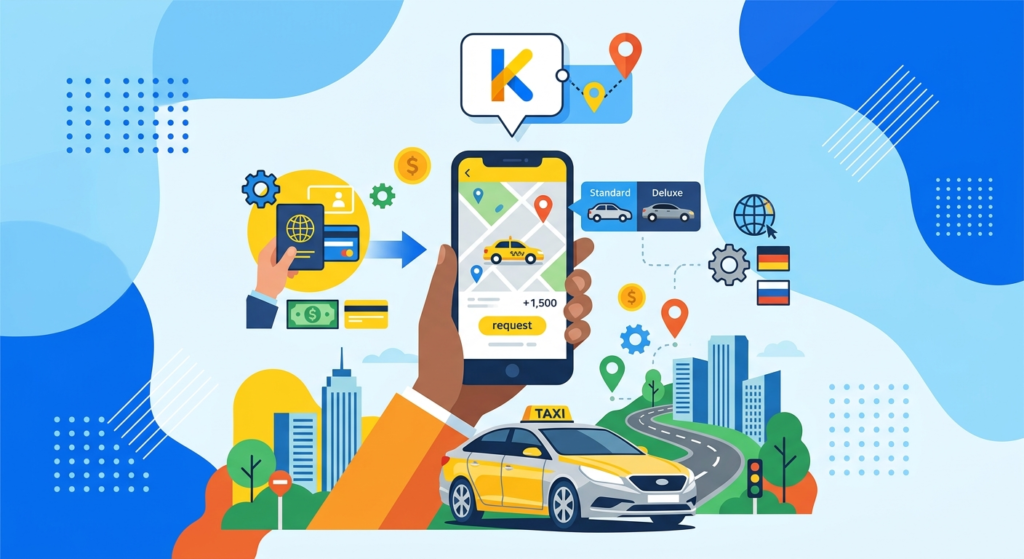 Illustration of How to Use Kakao Taxi for Foreigners