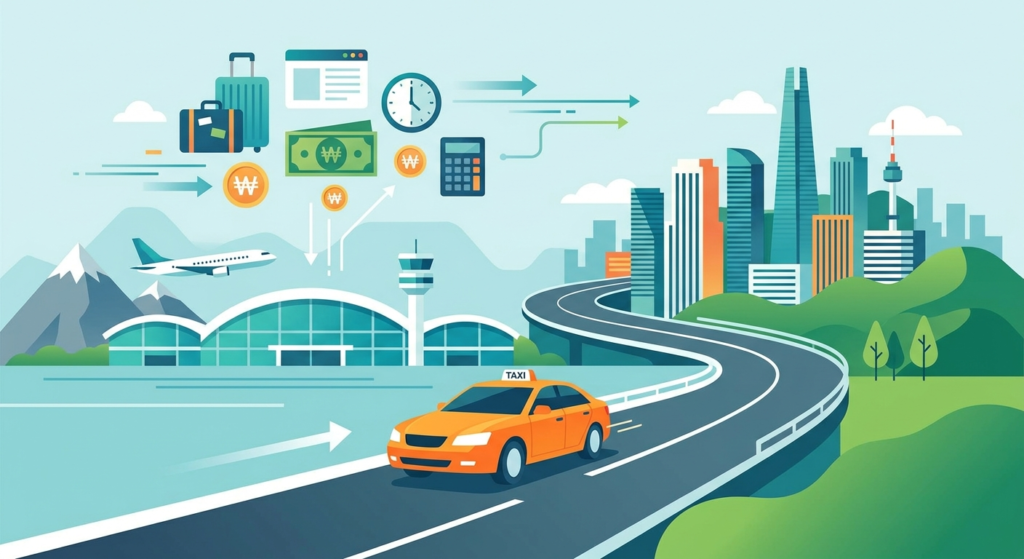 Illustration of Incheon Airport to Seoul Taxi Fare
