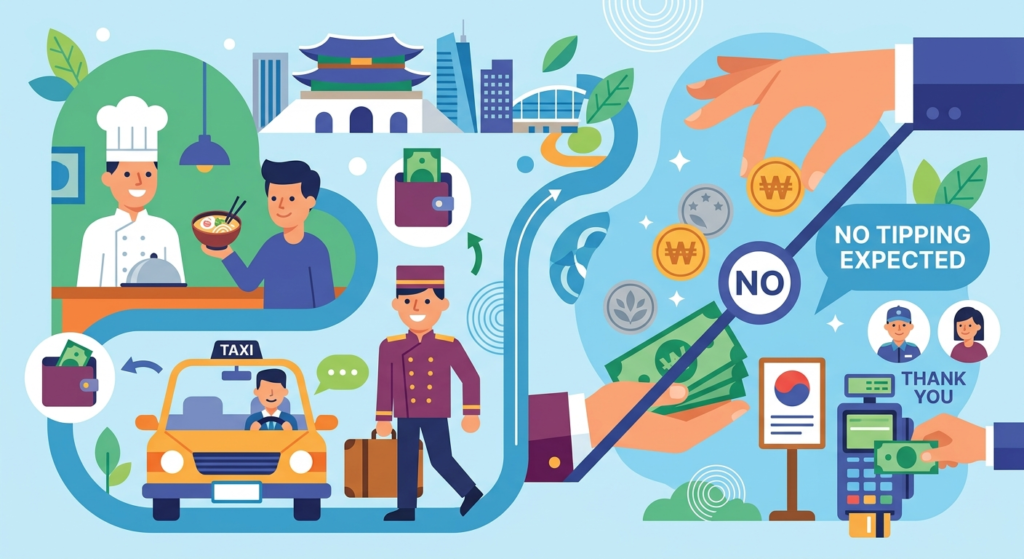 Illustration of Tipping in Korea: A Guide for Travelers