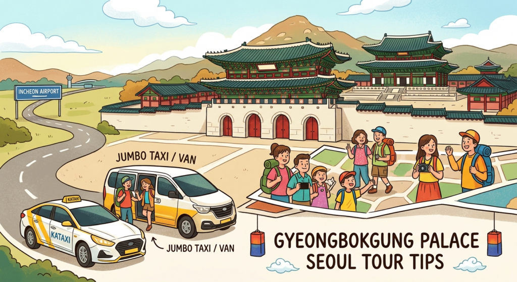 Illustration of Gyeongbokgung Palace Seoul Tour Tips
