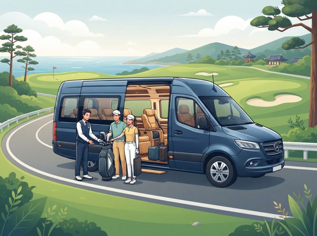 Illustration of Korea Golf Tour Van: Book Exclusive Charters for Effortless Travel
